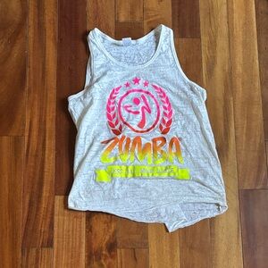 Zumba Fitness White Tank Top with Pink and Yellow Accents